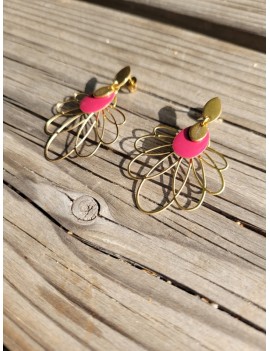 Boucles d'oreilles Fleur Rose/Violet