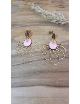 Boucles d'oreilles Fleur rose pale