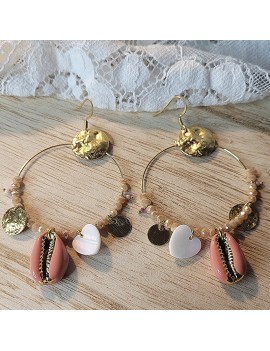 Boucles d'oreilles Summer beige/rosé