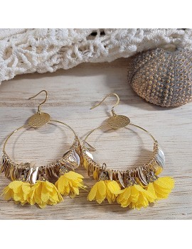 Boucles d'oreilles Fleurs jaune