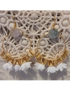 Boucles d'oreilles Fleurs blanches