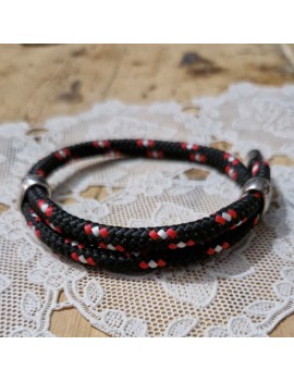 Bracelet coulissant noir blanc rouge