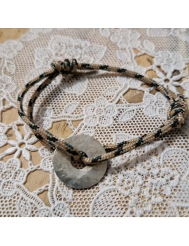 Bracelet Beige rond martelé