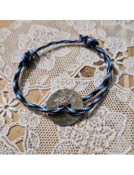 Bracelet Bleu rond martelé
