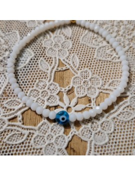 Bracelet verre blanc oeil