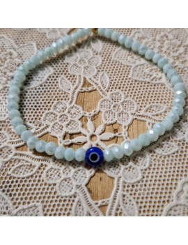 Bracelet verre bleu oeil