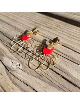 Boucles d'oreilles Fleur rouge