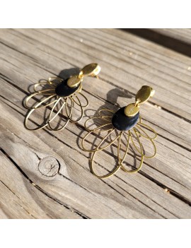 Boucles d'oreilles Fleur Noir